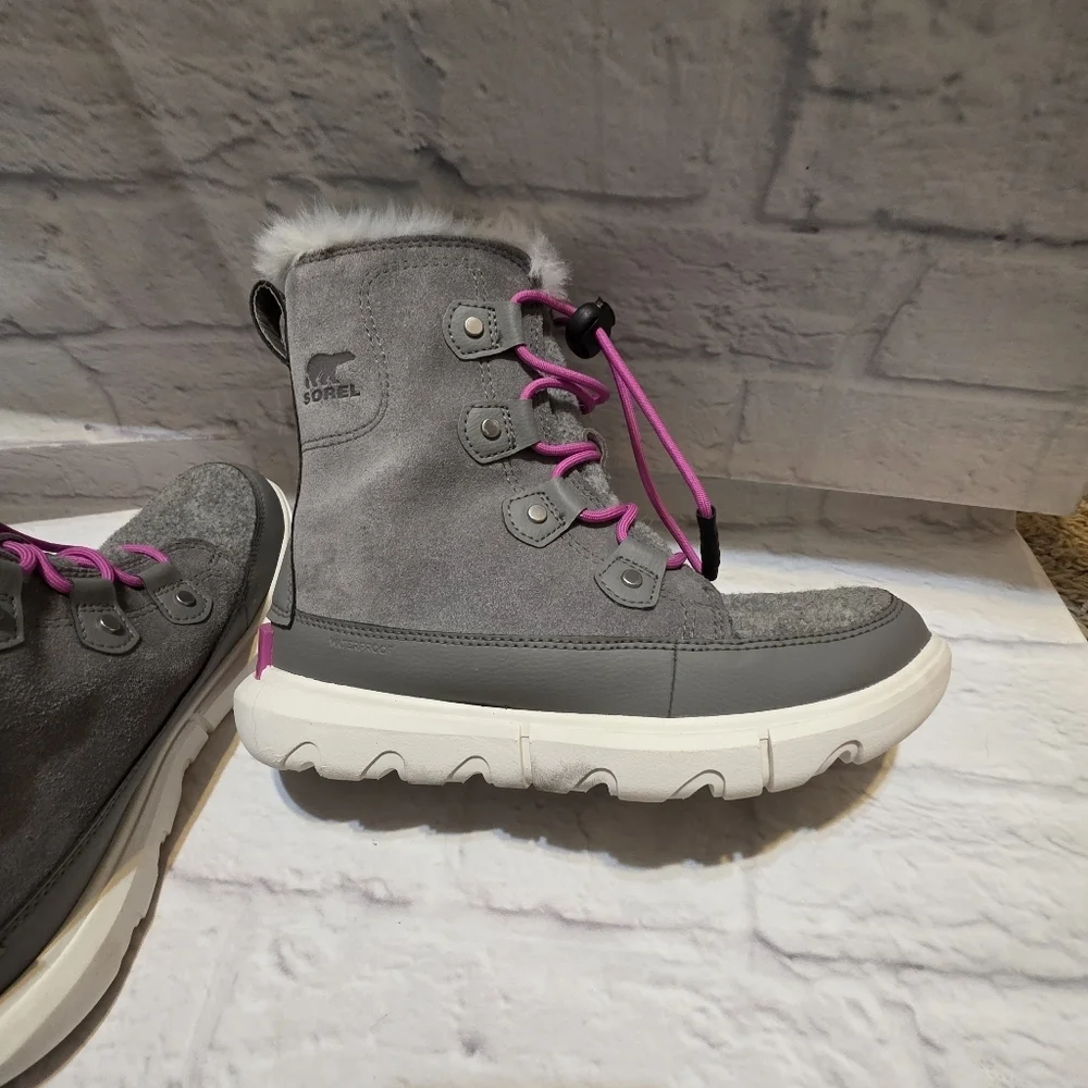 Youth Sorel Explorer Lace Waterproof Winter Boots Quarry Big Kid size 4